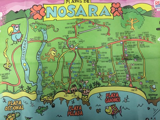 Nosara地图。哥斯达黎加